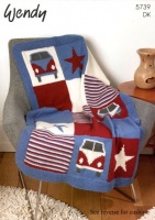 Knitting Pattern - Wendy 5739 - Mode DK and Merino DK - Campervan Blanket & Cushion